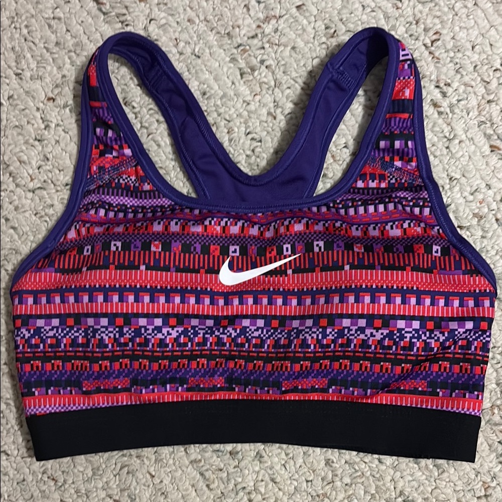 Nike Women's Purple & Red Patterned Sports Bra